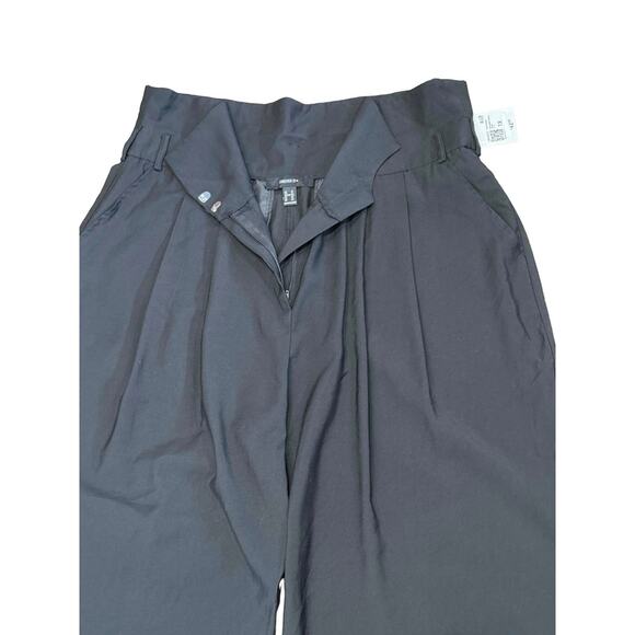 NWT Forever 21 Plus size 1X Black paper bag Pants high wast wide leg - Picture 2 of 6